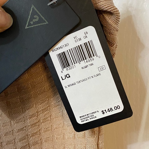 NWT Guess fit and flare cross cross halter skater dress color is champagne gold - Picture 3 of 6